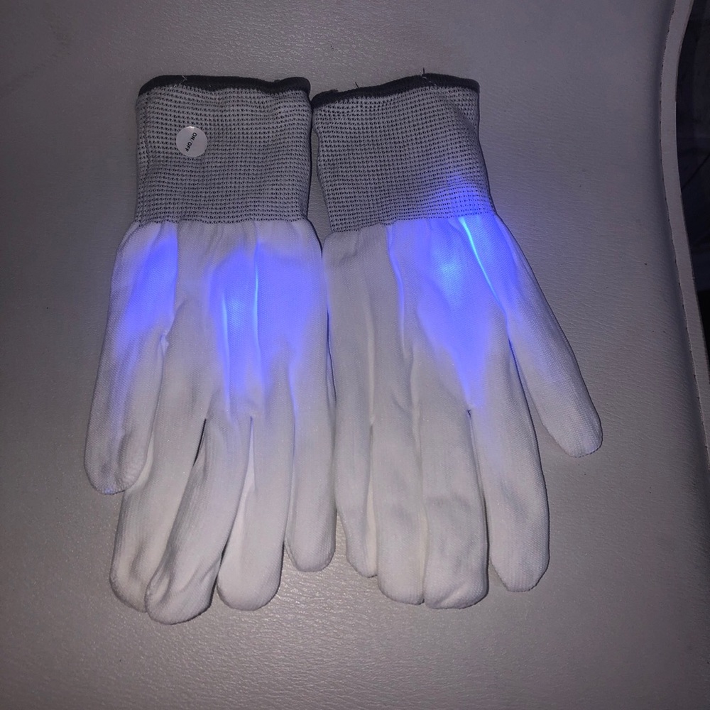 Flash LED Light Up Gloves Flashing Finger Rave Party Doof Glow In the Dark Adult